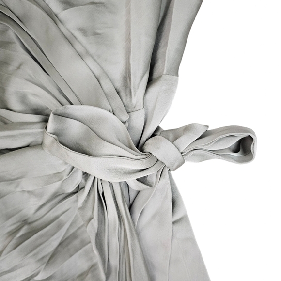 Liena Side Tie Satin Formal Midi Dress Sage Green Sz 4 - Picture 6 of 6